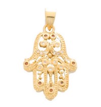 Filigree garnet Hamsa Pendant